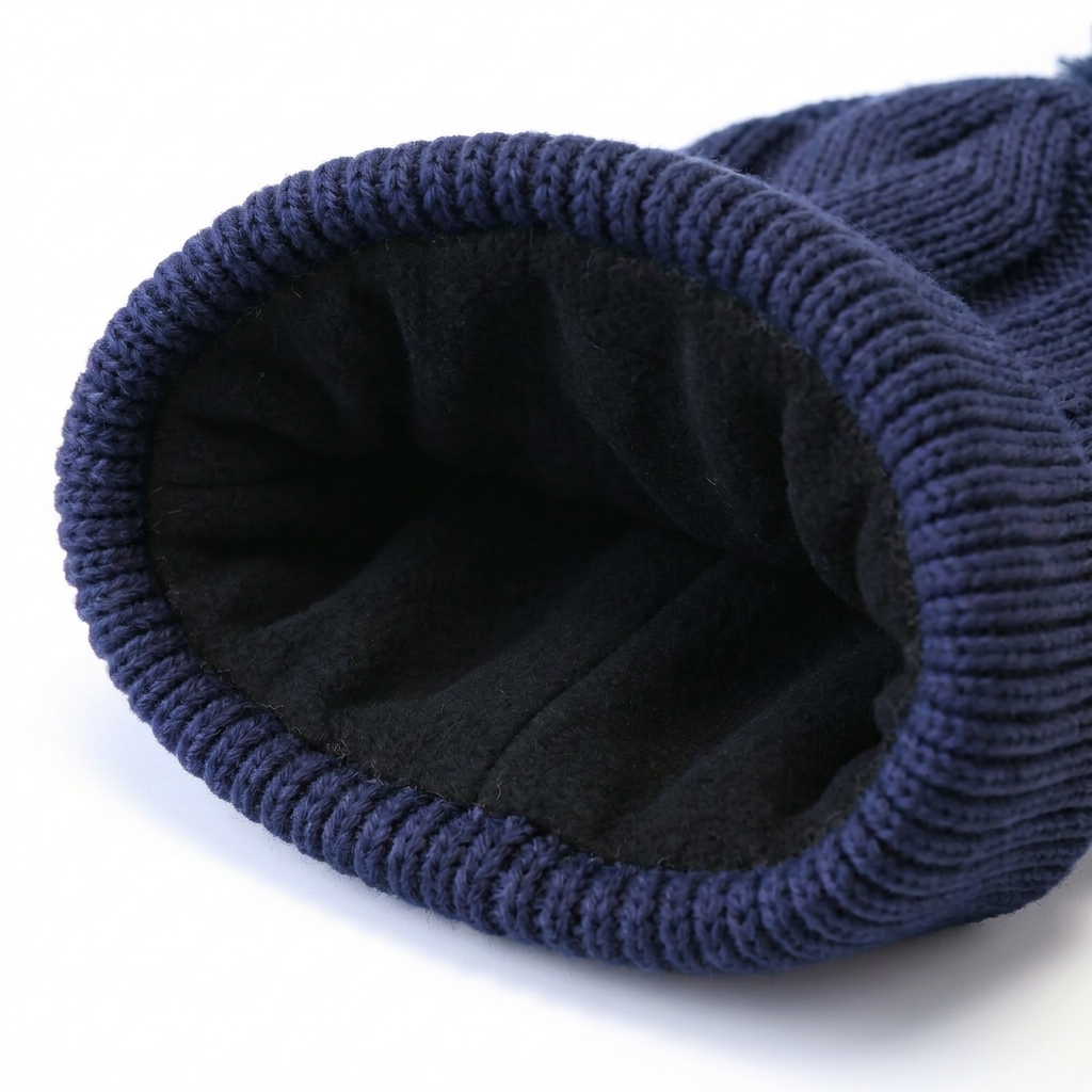 Navy PomPom Tuque